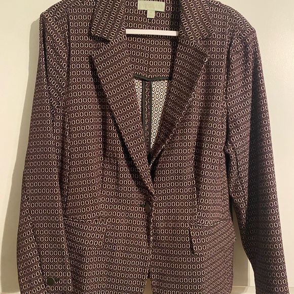 Patterned Maroon Single-Breasted Blazer Jacket - Picture 1 of 5
